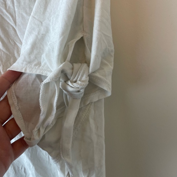 LOFT White T-Shirt with Ties on Sleeves, Circa 2010s, Size L - Picture 3 of 4